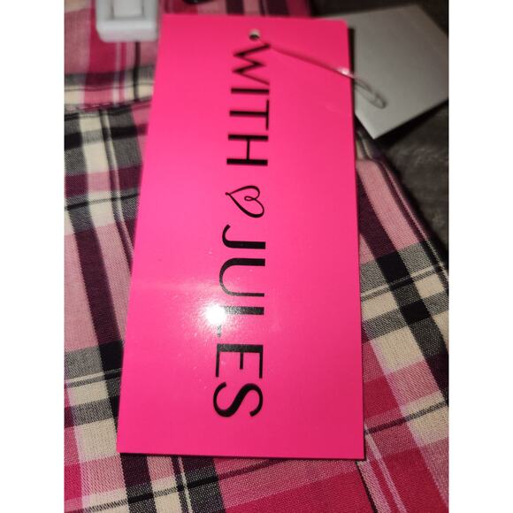 NWT With Jules Big Girls Pleated Plaid Mini Skirt Pink LG - Picture 6 of 8